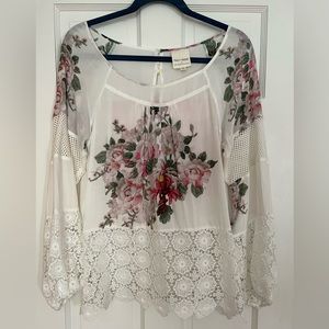 Tracy Reese for Anthropologie Blouse, White, Size Small.
